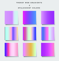 Fototapeta premium Set of neon retrowave and vaporwave gradient swatched for design. UI kit, fancy modern trendy palette.