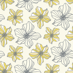Floral seamless pattern with blossom flowers