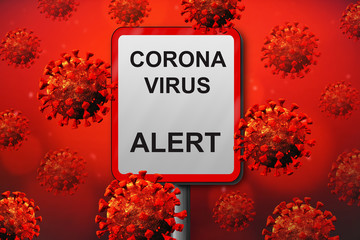 Coronavirus. COVID-19. 3D Render  Viral Infection concept. Alert.