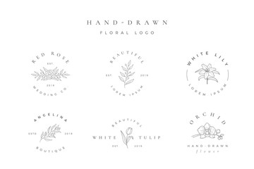 Minimalist hand drawn floral logo