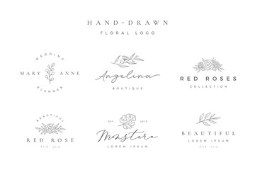 Minimalist hand drawn floral logo