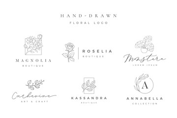 Minimalist hand drawn floral logo