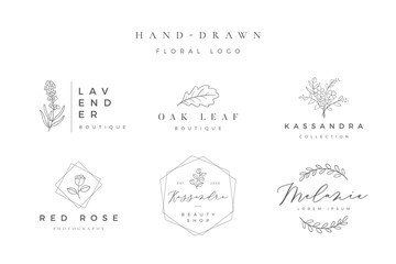 Minimalist hand drawn floral logo