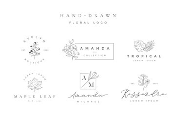 Minimalist hand drawn floral logo