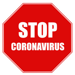 Stop coronavirus, red sign disease concept on covid19, logo for design.