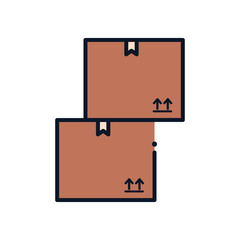 Isolated delivery boxes line fill style icon vector design