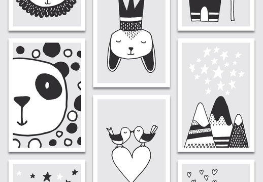 Hand Drawn Nursery Poster Layouts