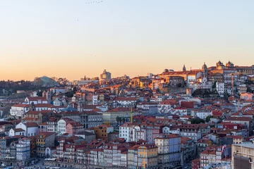 Fotobehang panoramic view of the city of Porto Portugal from vila nova de gaia on a sunny day © Martin Goncalves