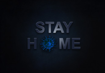 Stay home. Corona quarantine sign caution coronavirus. Stop Covid-19.