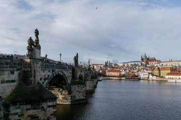 View on old Prague, Charles Bridge and Vltava river