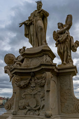 Fototapeta na wymiar Cleaned statue of Francis Borgia on Charles Bridge, Prague
