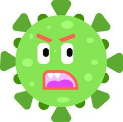 Green Cartoon Corona Virus Design in vector