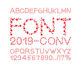  2019-ncov font. Pandemic Coronavirus letters. Virus sign. Bacteria ABC. Global epidemic disease font