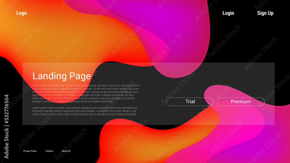 Sticker abstract modern graphic element. dynamical colored forms and waves. gradient abstract banner with fl