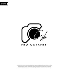 Initial Letter GB with camera. Logo photography simple luxury vector.