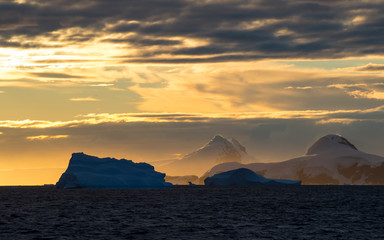 Mountain view beatiful view sunset in Antarctica