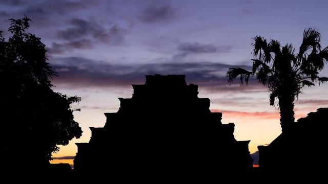 Mayan Pyramid De Los Nidos in Tajn,Time Lapse at Twilight, Veracruz, Mexico