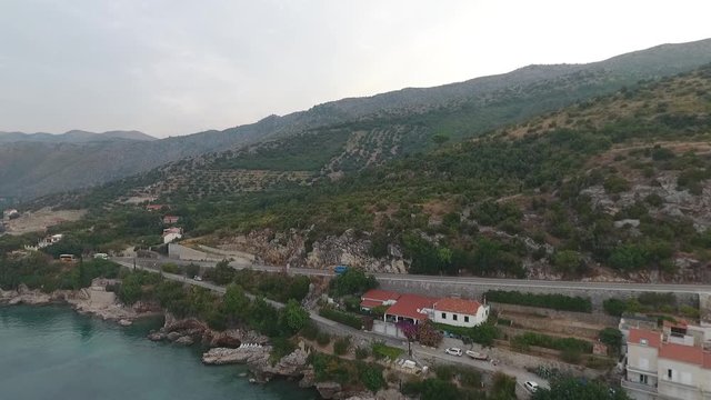 
Aerial panoramic view over Stikovica Zaton Dubrovnik and Adriatic sea coastline in Croatia
