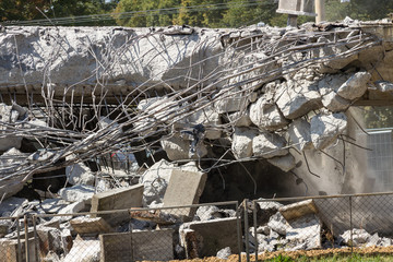 Reinforced concrete road building demolition