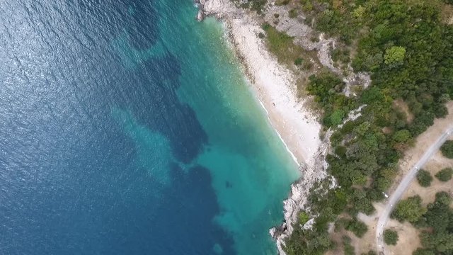Aerial panoramic view over Stikovica Zaton Dubrovnik and Adriatic sea coastline in Croatia