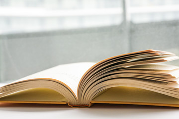 An open book on the table