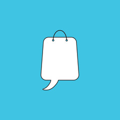 Vector icon concept of shopping bag with speech bubble.