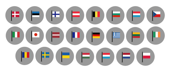 Button flags - Collections of flags . 23 Vector icons.