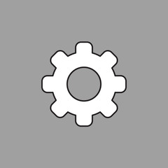 Vector icon of gear. Black outlines.