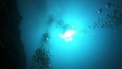 Bubble in the Blue Sea Underwater Ambiance, Sun light beams