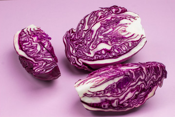 Halved red cabbage. Vegan food. Clean eating
