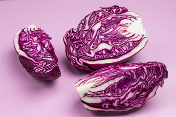 Fototapeta premium Halved red cabbage. Vegan food. Clean eating
