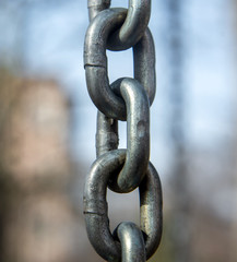 Steel chain pulled down