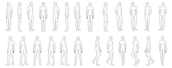 Fashion template of 25 men. 