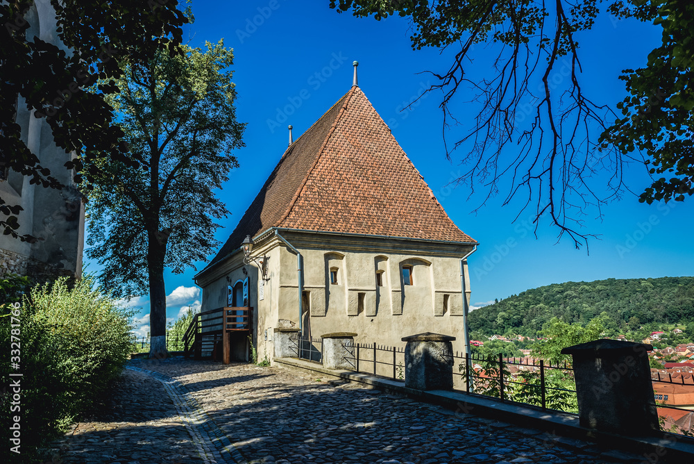 Wall mural Ironsmiths Tower in historic part of Sighisoara city, Romania