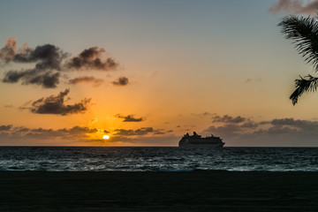 Fototapeta na wymiar Cruise ship has arrived in South Florida as the 30-day suspension.