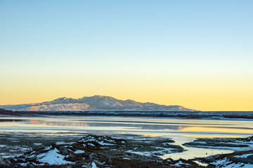 Sunset over the Burbank Hills just outside Great Basin National Park Seen from Pruess Lake, Millard County, Utah
