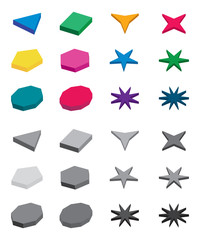 Abstract background. Colored polygones and stars with gradien