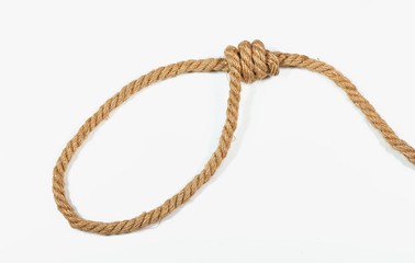 Loop, hemp rope on a white background