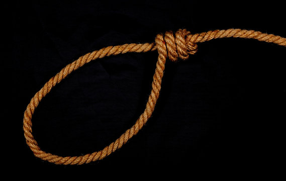 Loop, hemp rope on a black background