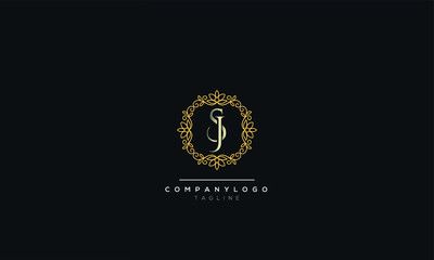 SJ JS luxury alphabet letter icon logo design 