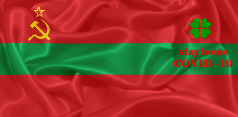 Naklejka premium Stay Home . Coronavirus epidemic, word COVID-19. COVID-19 infection concept. Transnistria