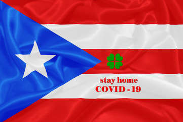 Stay Home . Coronavirus epidemic, word COVID-19. COVID-19 infection concept. United States - Puerto Rico.j