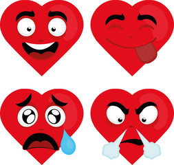Fototapeta premium Vector illustration of expressions of a cartoon heart