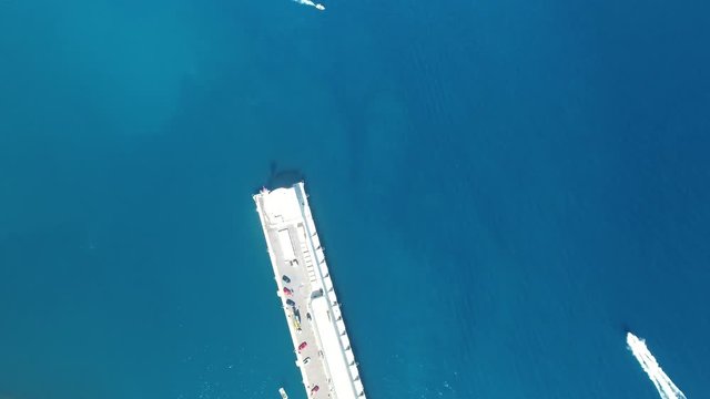 Aerial vertical view of Monaco Monte Carlo bay and French Riviera Cote d'Azur sea coastline on a beautiful sunny day during summer