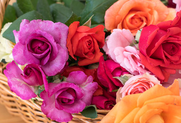roses in a basket