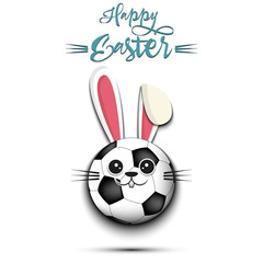 Happy Easter. Soccer ball made in the form of a rabbit