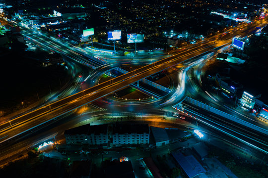 Expressway Aerial top view, Road traffic an important infrastructure in Thailand © AU USAnakul+