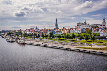 Bank of West Oder river in Szczecin, Poland