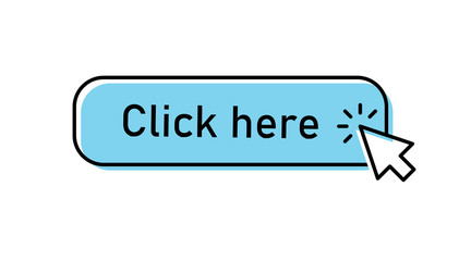 Click here button with arrow pointer clicking. Cursor pointer.