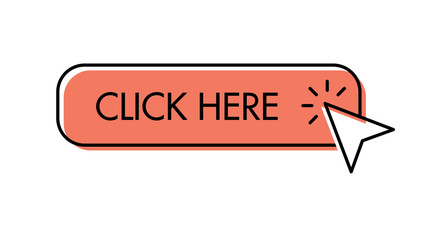Click here button with arrow pointer clicking. Cursor pointer.